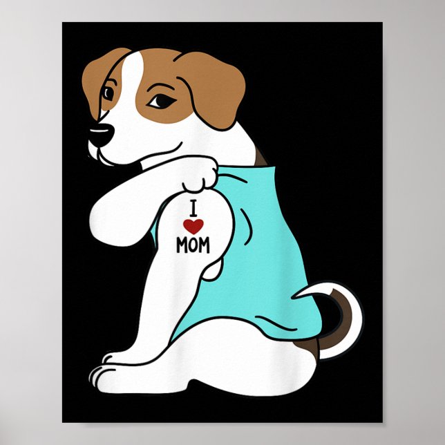 I Kärlek Mamma Tattoo Jack Russell Terrier Mors da Poster (Framsidan)