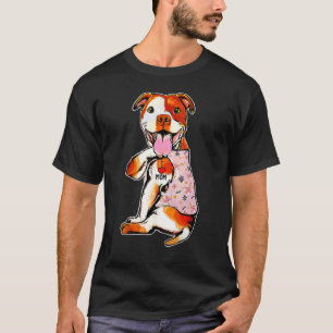 I Kärlek Mamma Tattoo Pit Bull Dog Flowers Mor Da T Shirt