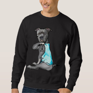 I Kärlek Mamma Tattoo Pitbull Hund älskare Women G Lång Ärmad Tröja