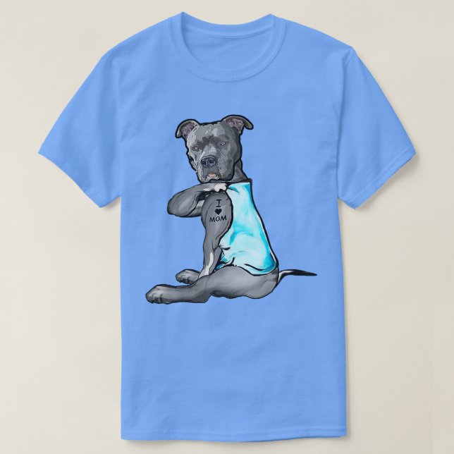 I Kärlek Mamma Tattoo Pitbull Hund älskare Women M T Shirt (Design framsida)