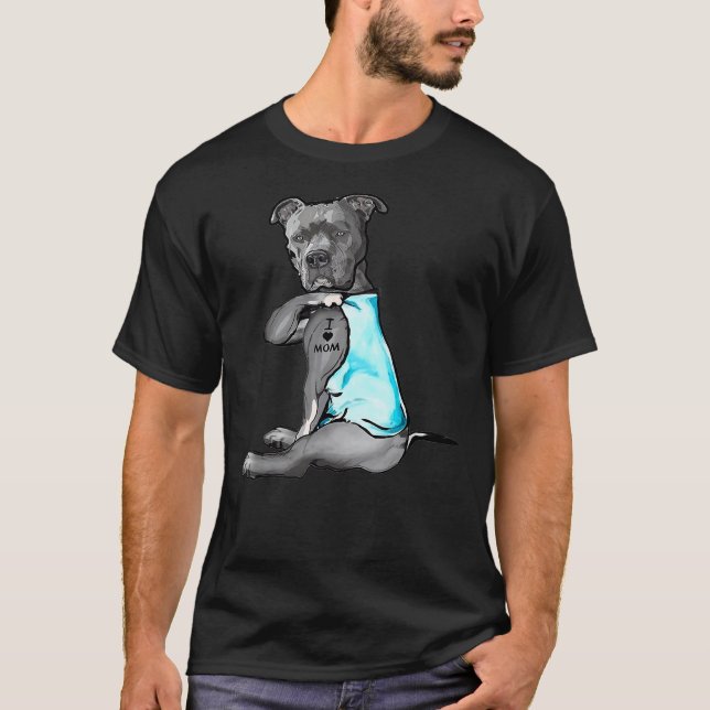 I Kärlek Mamma Tattoo Pitbull Hund älskare Women P T Shirt (Framsida)