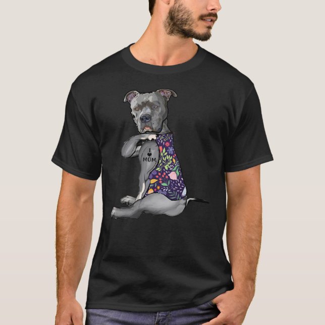 I Kärlek Mamma Tattoo Pitbull Hund älskare Women P T Shirt (Framsida)