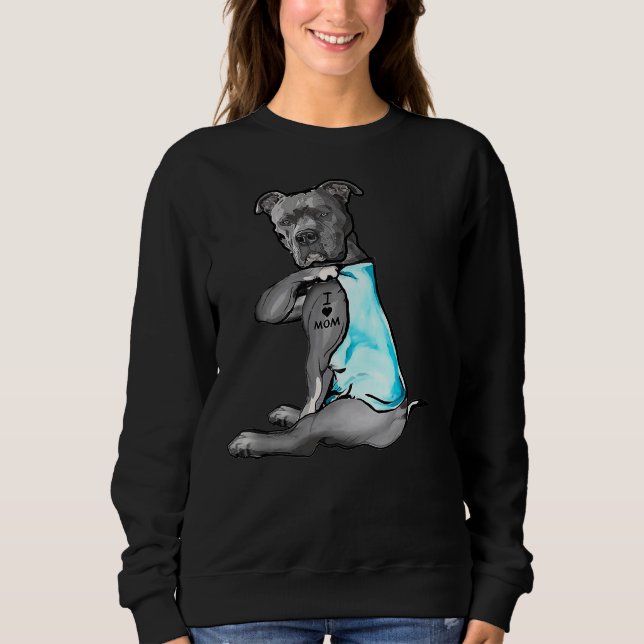 I Kärlek Mamma Tattoo Pitbull Hund älskare Women P T Shirt (Framsida)