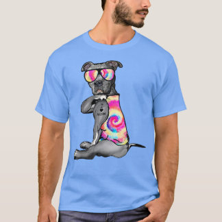 I Kärlek Mamma Tattoo Pitbull Tie Dye Bandana Hund T Shirt