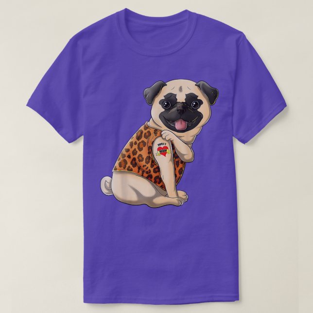 I Kärlek Mamma Tattoo Pug Hund älskare Women Gifts T Shirt (Design framsida)