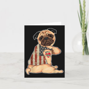 I Kärlek Mamma Tattoo Pug Hund tröja American Flag Kort