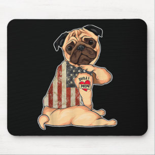 I Kärlek Mamma Tattoo Pug Hund tröja American Flag Musmatta