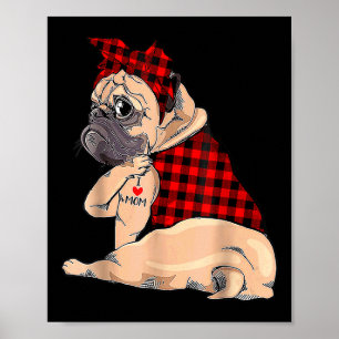 I Kärlek Mamma Tattoo Pug Hundälskare Bandana Mor Poster