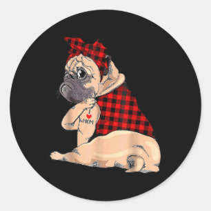 I Kärlek Mamma Tattoo Pug Hundälskare Bandana Mor Runt Klistermärke