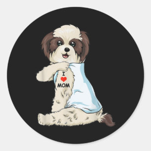 I Kärlek Mamma Tattoo Shih Tzu Mamma Hund älskare Runt Klistermärke