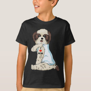 I Kärlek Mamma Tattoo Shih Tzu Mamma Hund älskare T Shirt
