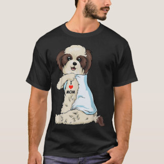 I Kärlek Mamma Tattoo Shih Tzu Mamma Hund älskare T Shirt