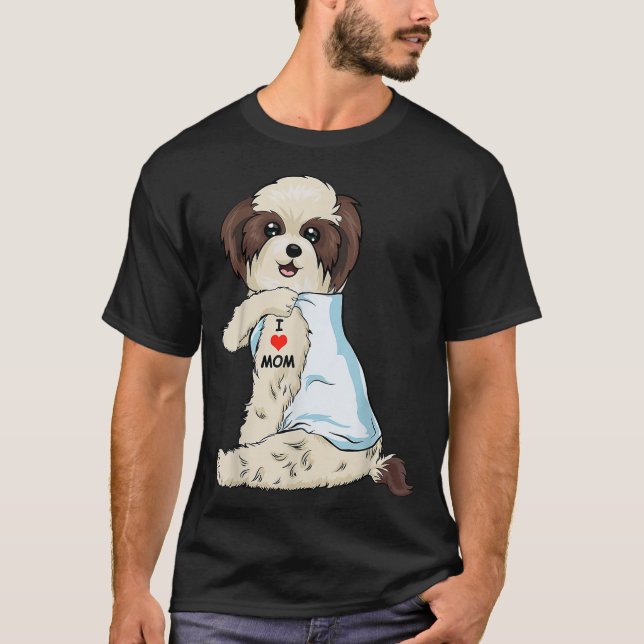 I Kärlek Mamma Tattoo Shih Tzu Mamma Hund älskare  T Shirt (Framsida)