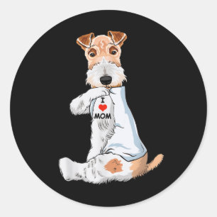 I Kärlek Mamma Tattoo Wire Fox Terrier Mamma Hund Runt Klistermärke