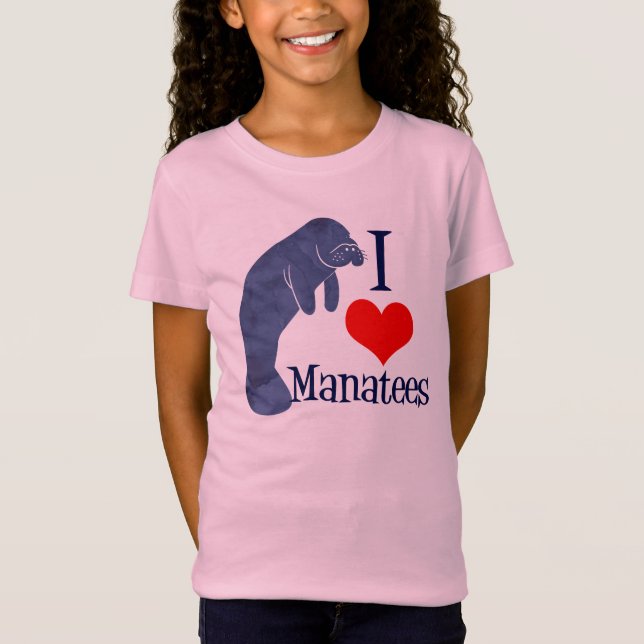 I Kärlek Manatees Cute Beach Kids T Shirt (Framsida)