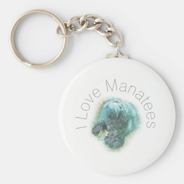 I Kärlek Manatees Keychain Nyckelring (Framsidan)
