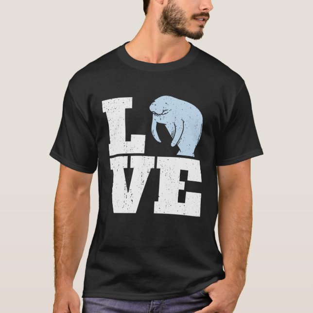 I Kärlek Manatees Pullover Hoodie T Shirt (Framsida)