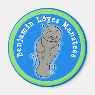 I kärlek manatees söt illustration av tecknad magnet
