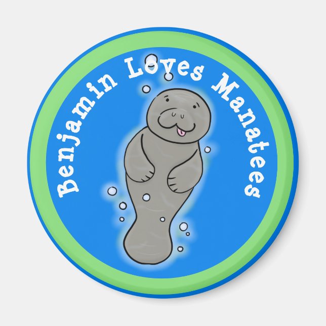 I kärlek manatees söt illustration av tecknad magnet (Framsidan)