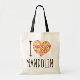 I Kärlek Mandolin Orange Mandala Heart Tygkasse