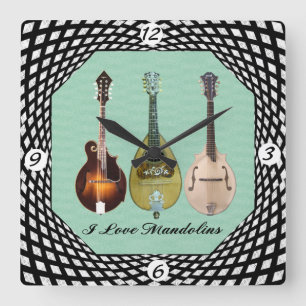 I KÄRLEK MANDOLINS FYRKANTIG KLOCKA
