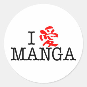 I Kärlek Manga Runt Klistermärke