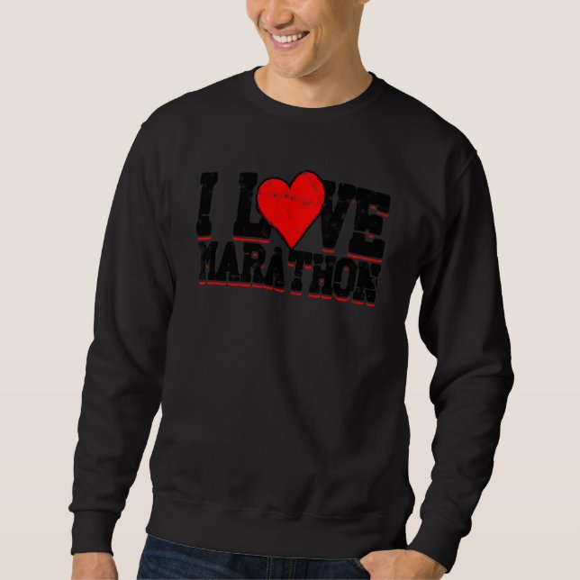 I Kärlek Marathon Sport Roligt Springa Lång Ärmad Tröja (Framsida)