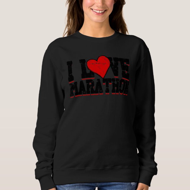 I Kärlek Marathon Sport Roligt Springa T Shirt (Framsida)
