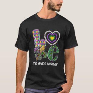 I Kärlek Mardi Gras 2Nd Klass Lärare Play Leopard T Shirt