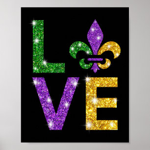 I Kärlek Mardi Gras Mardi Gras Shirt for Girls Poster