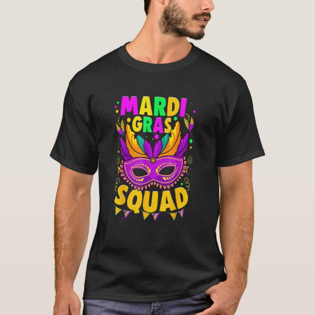 I Kärlek Mardi Gras Mardi Gras Squad T Shirt (Framsida)