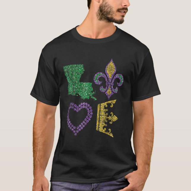I Kärlek Mardi Gras New Orlean Festival Mardi Gras T Shirt (Framsida)