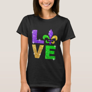 I Kärlek Mardi Gras T-shirt Fleur de Lis Gift Man