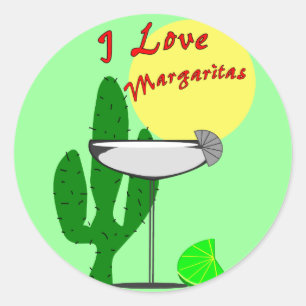 I kärlek margaritas—Margarita Älskare T-Shirts Runt Klistermärke