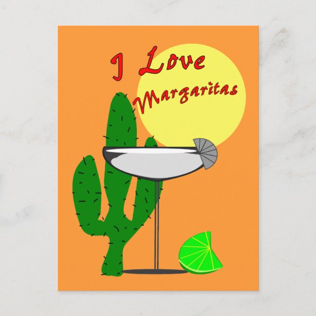 I kärlek margaritas—Margarita Älskare T-Shirts Vykort (Framsida)