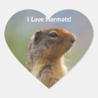 I Kärlek Marmots Wildlife Photo Heart Sticker
