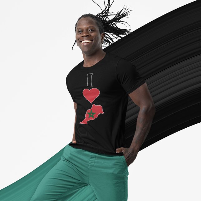 I Kärlek Marocko Lodrät Heart Moroccan Flagga Kart T Shirt (Skapare uppladdad)