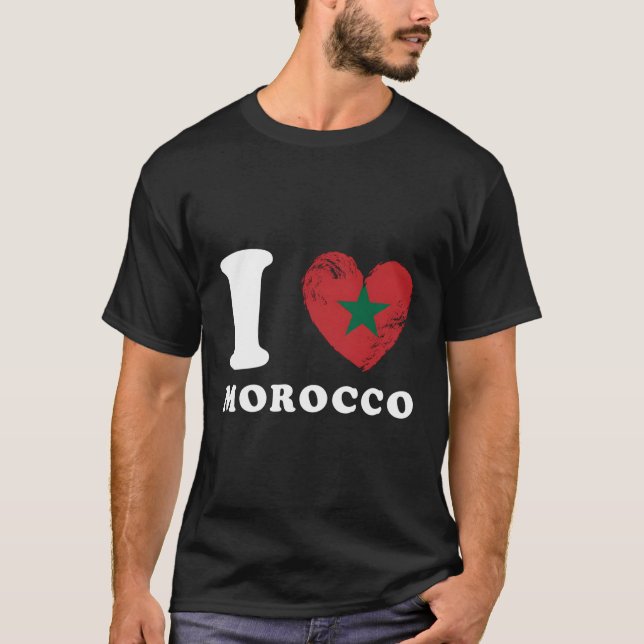 I Kärlek Marocko Marocko Flagga Marocko T Shirt (Framsida)
