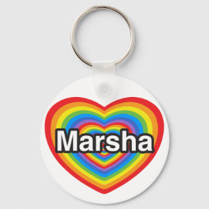 I kärlek Marsha. Jag kärlek, du Marsha. Hjärta Nyckelring