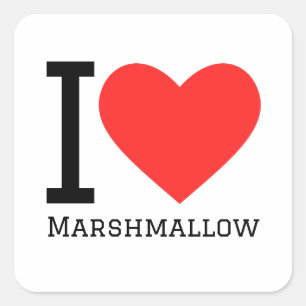 I kärlek marshmallow fyrkantigt klistermärke