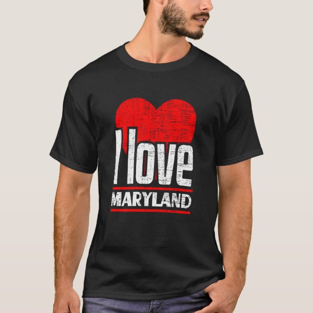 I Kärlek Maryland Best Home State I Heart Maryland T Shirt (Framsida)