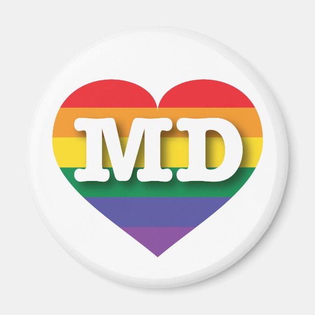 I kärlek Maryland Gay pride Rainbow Heart Magnet (Framsidan)
