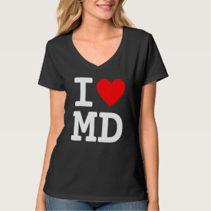 I Kärlek Maryland MD Statlig flagga Heart Baltimor T Shirt