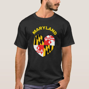 I Kärlek Maryland MD Statlig flagga Heart Baltimor T Shirt