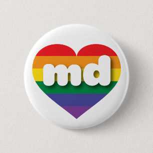 I Kärlek Maryland Rainbow Heart Knapp