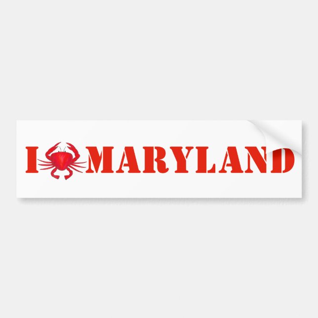 I Kärlek Maryland Red Crab Crabs Bumper Sticker Bildekal (Framsidan)