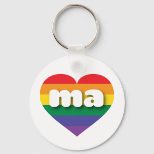 I kärlek Massachusetts Gay pride Rainbow Heart Nyckelring