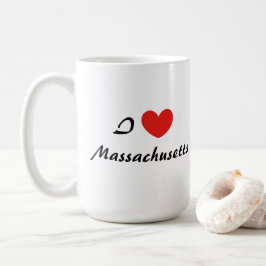 I Kärlek Massachusetts Heart Typography Coffee Mug Kaffemugg