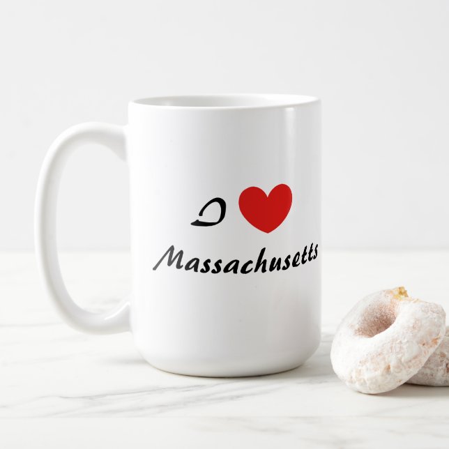 I Kärlek Massachusetts Heart Typography Coffee Mug Kaffemugg (Med munk)