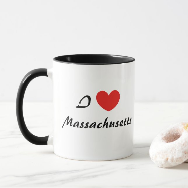 I Kärlek Massachusetts Heart Typography Coffee Mug Mugg (Med munk)